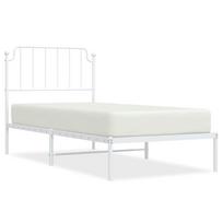 vidaXL Metalinis lovos rėmas su galvūgaliu, baltos spalvos, 90x200cm