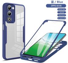 Viso kūno apsaugos smūgiams atsparus dėklas, skirtas OPPO A5 5G 2025, apsauginis dangtelis, ekrano apsauga, Fundas Coque Capa Oppo A5 5G mėlyna