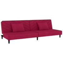 vidaXL Dvivietė sofa-lova su dvejomis pagalvėmis, vyno, aksomas