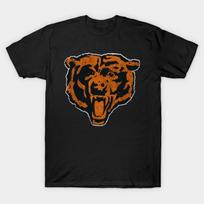Men Black Print T-shirt Chicago-Bears No-Cut Transfer Paper Print Cotton Tshirt 2XL juoda