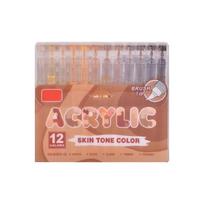 12 Color Acrylic Paint Pen with Brush Tip Liquid Acrylic Paint Marker Pen for Journaling Painting Coloring Card Making