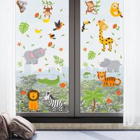 Animacinių gyvūnų langų lipdukai/ Decalai Mieli PVC spalvoti lipdukai vakarėliui/ stiklui/ gray