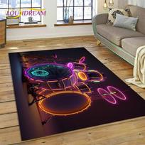 3D Būgnų Komplektas Būgnų Stovas Rinkinys Muzikos Instrumentai Kilimas Kilimas Miegamajam Svetainei Namų Sofos Dekoracija, Vaikiškas Didelis Dekoras Grindų Kilimėlis 40x60cm( 15x23in )