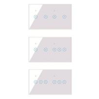 Tuya EWelink WiFi Smart Switch 4/5/6 Gang Tempered Glass Panel Wall Switch Remote on Off Switch Works With Alexa Google Homkit Ewelink&4 gang balta