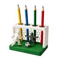 Soccer Goal and Player Figure Pen Holder 3D Printed Sports Theme Pencil Holder 4 Hole Desktop Organizer for Home Office Size#A