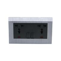 Single Pole 10A/13A Wall Switches 250V with USB Type-C & a Ports IP20 Rated WIFI Enabled PC Panel Push Button Max 15A Current (Grey,146*86MM&Uk Standard) pilka