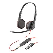 Poly Blackwire 3225 Wired Headset Noise with for Web Conferencing Plantronics Polycom 8G0X1AA (USB-C & 3.5mm connection, Cancelling, Microphone, juoda