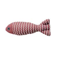 Eco-Friendly Realistic Cartoon Linen Stuffed Catnip Fish Toy with Bell for Cats raudona