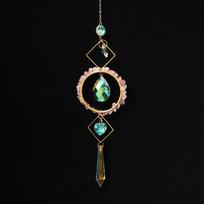 Colorful Star Moon Prism Ball Garden Pendant Wind Chime Pendant Natural Gravel Crystal Sun Catcher (Rose Quartz,S) rožinio kvarco spalva