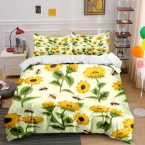 Sunflowers, leaves, bees, ladybugs. Bedding sets Duvet cover sets Duvet covers Pillowcases(1*Duvet Cover 2*Pillowcases without duvet insert) 135x200cm
