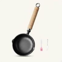 Oil Pouring Pan Deepened Design Cast Iron Pot No Coating Kitchen Mini Skillet with Spout 11CM Norm Handle W Brush