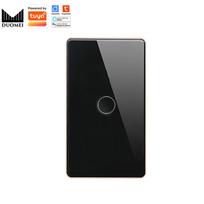 DUOMEI Tuya Smart US110V Black 1234 Gang WIFI Smart Light Switch Home Wall Switch Crystal Glass Panel Gold Aluminum Frame Zigbee 120mm*72mm&US Standard