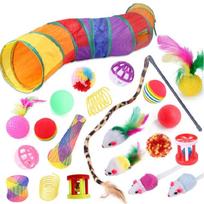 Indoor Cat Toy Catnip Crinkle Ball Feather Teaser Wand- Mouse Pet Accessories 1
