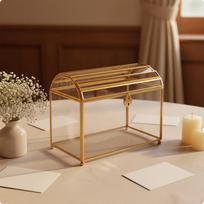 Gilded Glass Card Box Nordic Style Romantic Lock Display Frame Event Holder for Brides,