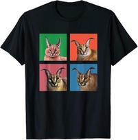 Big Floppa Meme Cat Cute Funny Caracal Cat Square Box Style T-Shirt Size S-5XL S