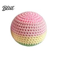 Footbag Handmade Crochet Footbag Rainbow Gradient Smiling Face Bean Bags for Cornhole Balls Kids Soft Cotton Yarn Juggling Outdoor Play Hand Knit A