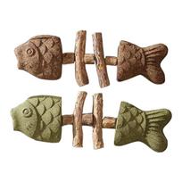 Catnip Silvervine Fish Bone Chew Toy for Cats Natural Wood Teeth Grinding Stick Interactive Fish Shape Cat Toy for Indoor Use One Size