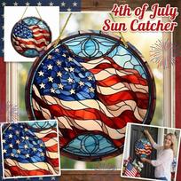Round Hanging Decorative Suncatcher Panel with Flag Pattern for Door and Window Home Ornament Indoor Outdoor Display One Size