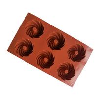 6 Holes Chocolate Moulds Spiral Shaped Baking Molds Fondant Moulds Silicone Cake Molds Perfect Gift for DIY Baking Lover plytų raudona spalva