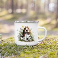 Printed Enamel Mug Camping Handle Mug Gifts for Dog Lovers Coffee Cup Dachshund Bulldog Border Colliegolden Retriever 360ml