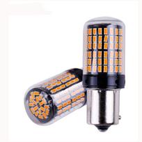 HooMoo S25 Vienvietis (Py21W 1156 BAU15S) LED posūkio signalas, gintarinis, oranžinis, skirtingas kontaktų kampas, S25 single amber pin oranžinė