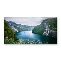 Norway Fjord Landscape Wall Pictures Mountain Lake Canvas Painting Wall Art Green Mount Posters and Prints for Living Room Decor 20X40CM NO FRAME