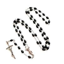 Crystal Beads Rosary Catholic Necklace Medal Crucifix Pendant Oval Bead Necklace 1
