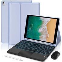 Keyboard Case for iPad Air 3 10.5  / iPad Pro 10.5  - Lavender PU Leather with Backlit Keyboard + Mouse + Stylus