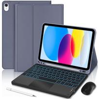 Keyboard Case for iPad A16 (11  ) / iPad 10 (10.9 ) Purple PU Leather with Backlit Keyboard + Mouse + Stylus