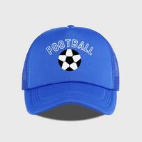“FOOTBALL” Football-Print Sponge Mesh Cap - Adjustable Unisex Sun Hat for Soccer Fans - Fan Gift Cap tamsiai mėlyna spalva