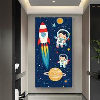 Fantasy Space Astronaut Rocket Kids Birthday Party Decorations Background Supplies Cartoon Cosmic Planet Photography Backdrop 120X60CM