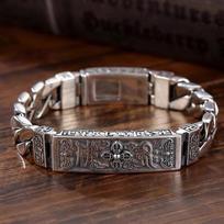 New Fashion Six Word Mantra Sanskrit Ponytail Bracelet for Men and Women Retro Bathand Chain 18CM