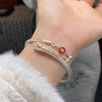 Snake Bracelet Enamel Peach Blossom Ten Miles Snake Open Bracelet one size(17-20cm)