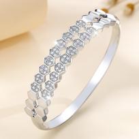 Honeycomb Jewelry Double Row Hexagon Light Luxury Bracelet Fashionable and Versatile 17CM