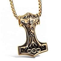 Fashion New Punk Rock Thor's Hammer Men's Titanium Steel Necklace Pendant 60CM