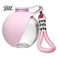 Hiking Dog Water Bottle Pet Leak-Proof Portable Ball with Foldable Silicone Bowl Dispenser 10oz Lightweight for Travel Camping Outdoor Use rožinė