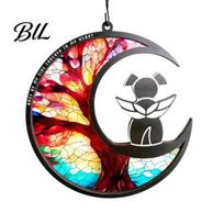 Cat Sympathy Gift Pet Memorial Suncatcher Angel Dog Sun Catcher Panel Stained Glass Personalized Window Hanging Ornaments Loss for Lovers A