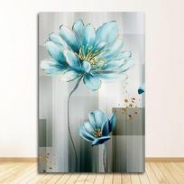 for Living Room Gold Print Cuadros Salon Decoracio Abstract Blue Flower Canvas Painting Modern baby blue Wall Art Picture 21X30CMNo Framed
