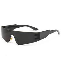 Cyberpunk Futuristic Frameless One Piece Sunglasses Unisex For Cycling Driving Street Wear juoda