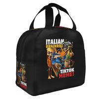Italian Brainrot TUNG TUNG TUNG SAHUR FUNK Insulated Lunch Bags for Camping Travel Meme Waterproof Thermal Cooler Lunch Box One Size