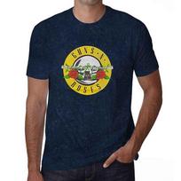 Guns N Roses T Shirt Classic Band Logo Official Mens Navy Blue Snow Wash XL XL