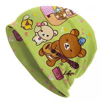 Custom Rilakkuma Anime Bonnet Beanie Knitted Hats Unisex Women Cool Unisex Cartoon Kawaii Winter Warm Skullies Beanies Caps Skullies Beanies Cap