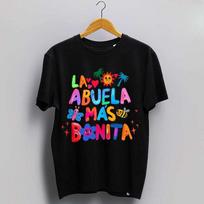 La Abuela Mas Bonita, Abuela Latina Grandmother Graphic T-Shirt Pure Cotton Fabric Casual Crew Neck T Shirt Trendy Tops for Women for Men XXL