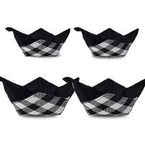 Heating Bowl Protect Hand Cover Microwave Plate Holder (Black & White Plaids) 1