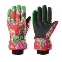 Chinese Floral Cycling Gloves Touch Screen Snowboard Gloves Thickened Thermal Gloves  for Men Women 1 Men