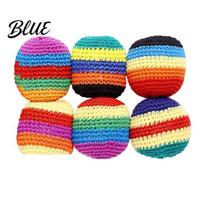 Soft Durable Sandbags 6Pcs Knitted Footbag Sack Handmade Crochet Juggling Balls for Beginners Vibrant Pattern Yarn Outdoor Play Colorful Gift Teens A