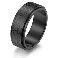 Laisvai sukite nerūdijančio plieno nerimo žiedai vyrams moterims krikščionių Jėzaus kryžiaus suktuko žiedas Retro amuletas Religinis papuošalas Dovana 7 gray