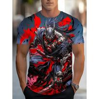 Fashion Men'ss Oni Mask Ronin With Katana Graphic T Shirt Trend Cool Man Streetwear Daily Casual Short Sleeve T-shirt Tops M