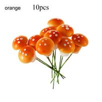 Rankdarbių samanų dekoravimo kuoliukai vazoninių augalų dekorui miniatiūrinis grybas dirbtinių putų miniatiūrinė figūrėlė 10pcs oranžinė