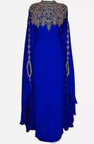 Georgette Dubajaus vakarinių suknelių Farasha Abaya Marokiečių vestuvių Ramadano ilgas kaftanas FREE SIZE mėlyna